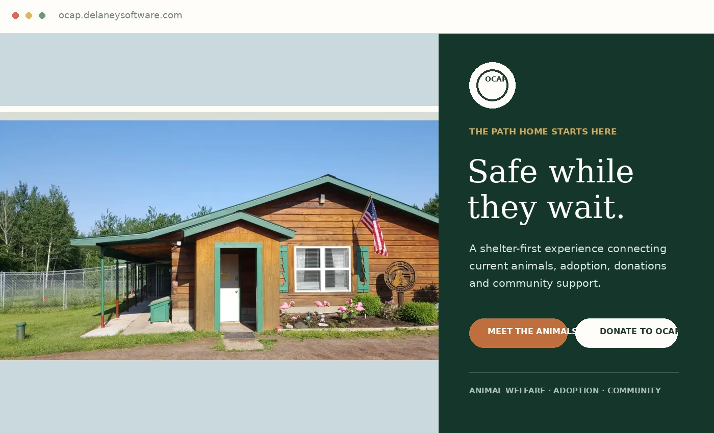 OCAP Paws website concept