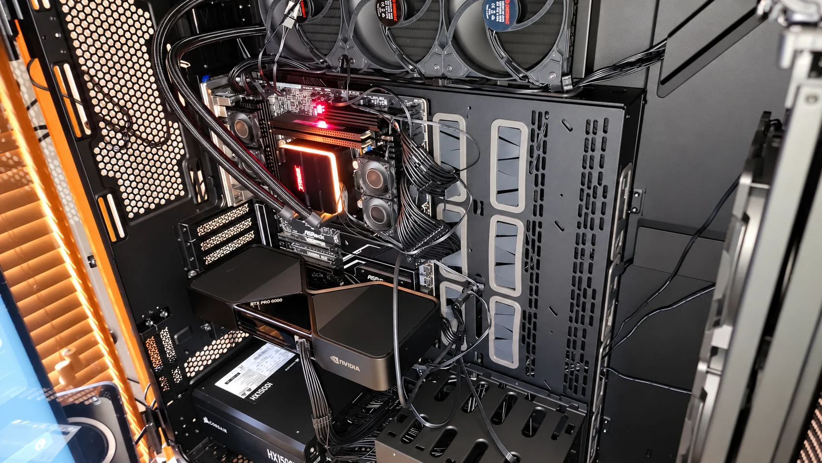 Keystone in-house flagship AI workstation with its internal hardware visible